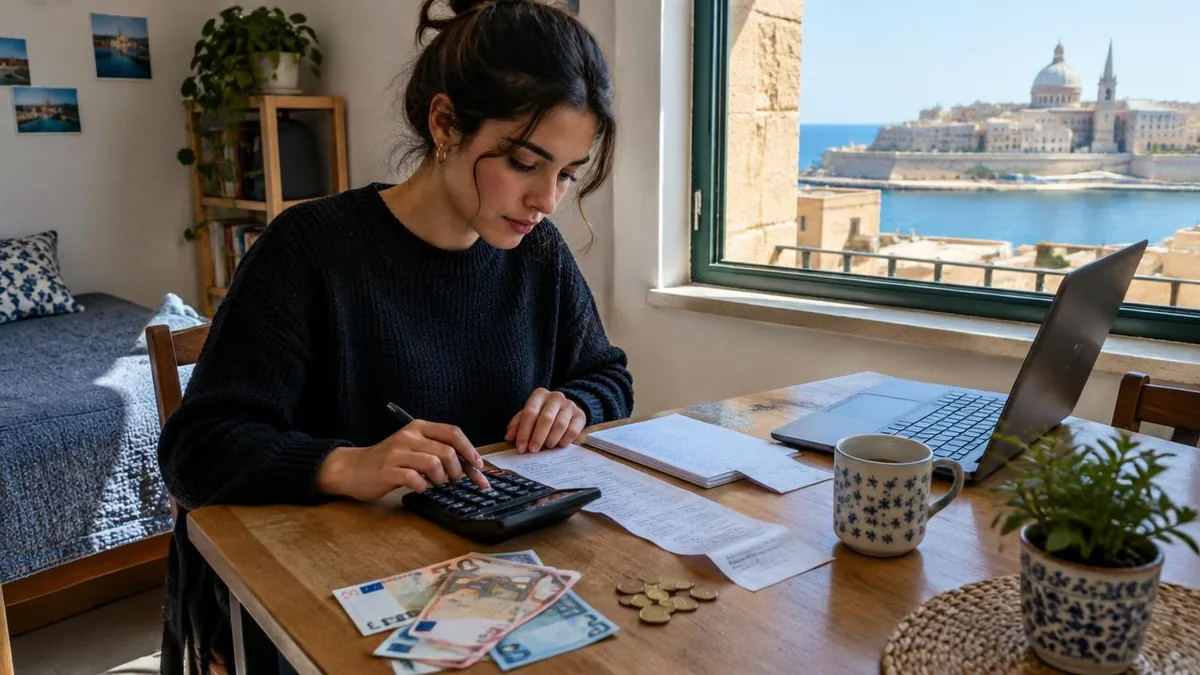 Student budgeting rent and living costs for studying in Malta